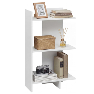 3-Tier Wooden Bookshelf, Free Standing Open Storage Shelf with Anti-Tipping Kit, Modern Vertical Display Rack for Living Room, Home, Office, Bedroom - 11.5" x 23.5" x 39.5"/White